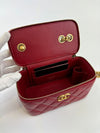 AP3044 Quilted Small Pillow Crush Vanity Case With Chain Red Lambskin GHW