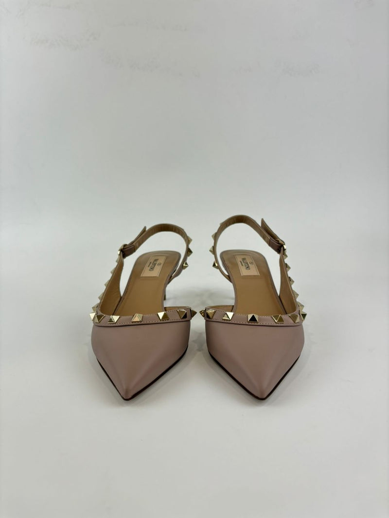 Rockstud Sling Back Heels in Poudre Pink