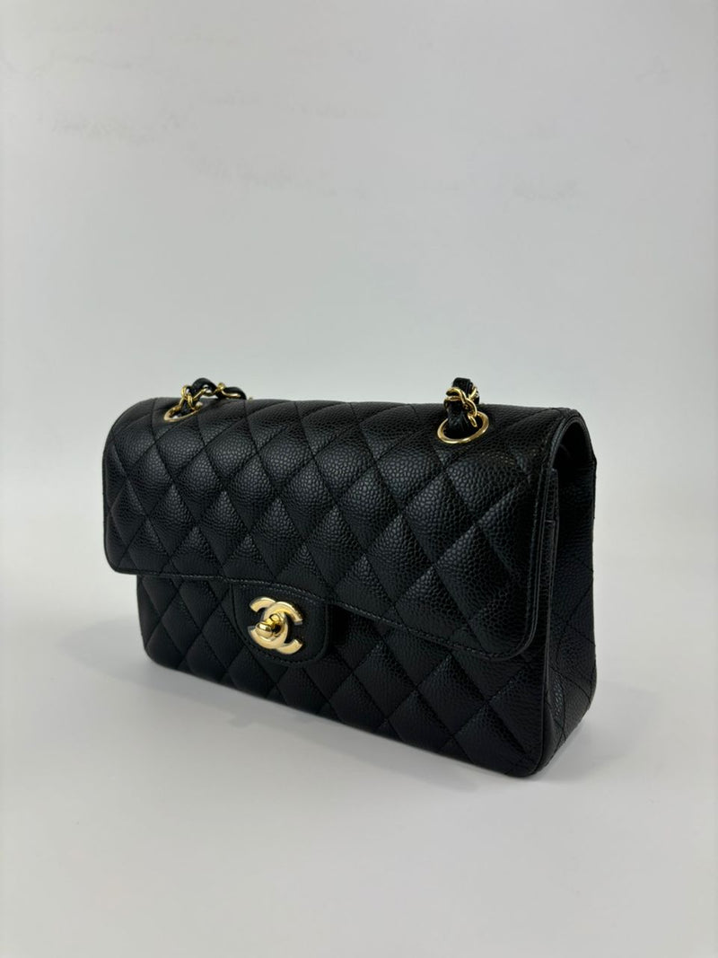 A01113 Small Classic Flap Black Caviar GHW