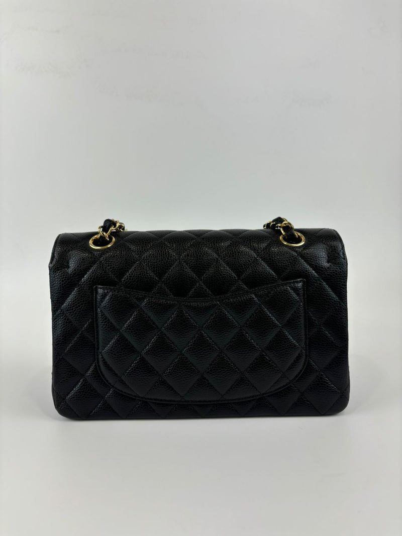 A01113 Small Classic Flap Black Caviar GHW