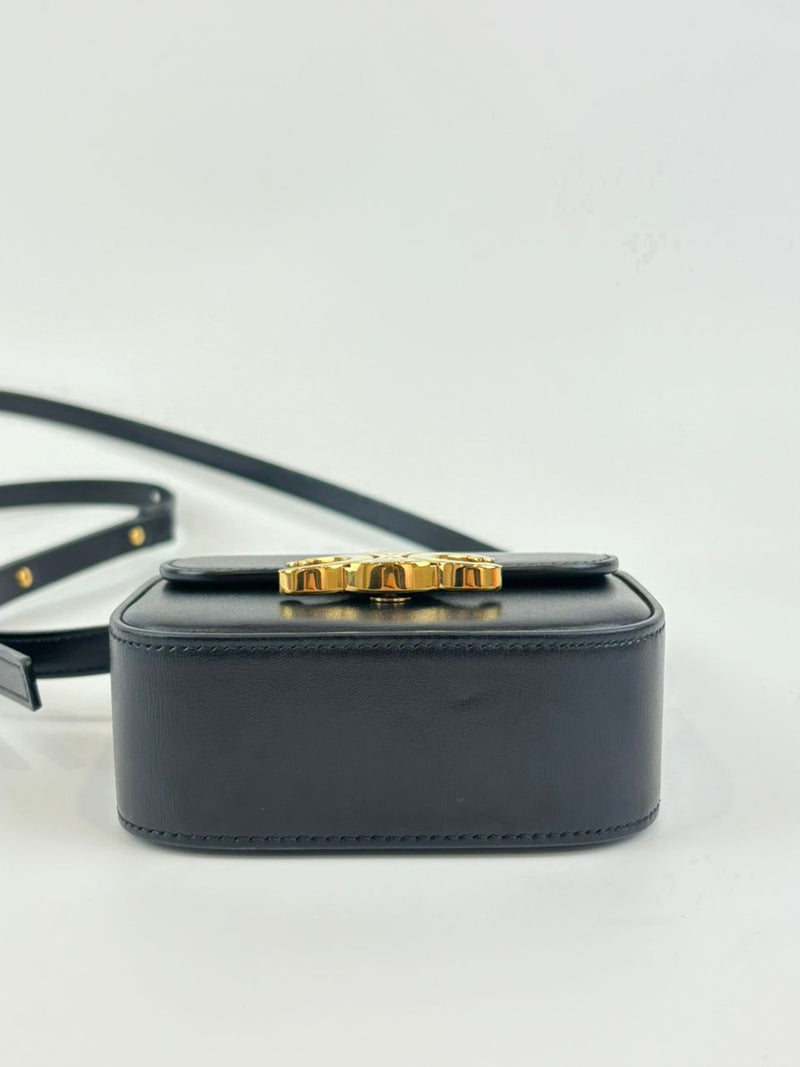 Mini Triomphe Crossbody Black Leather