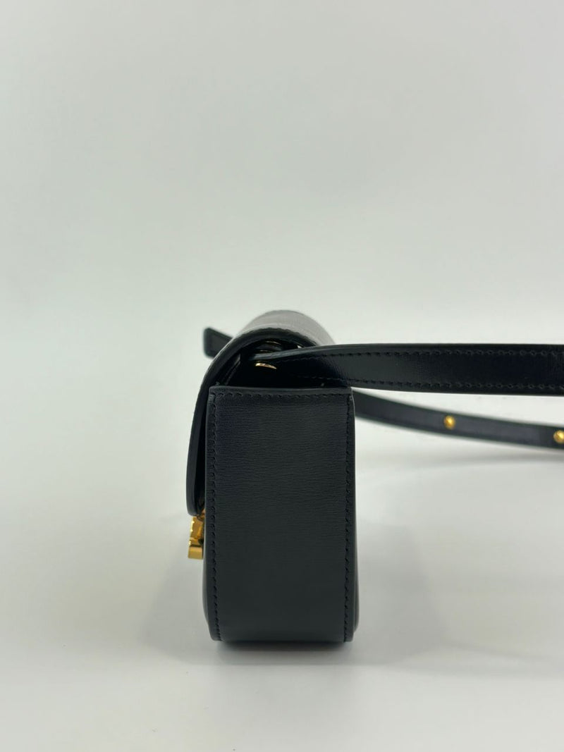 Mini Triomphe Crossbody Black Leather