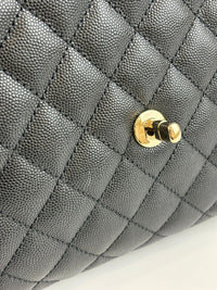 Small 28cm Coco Handle Black Caviar Lizard Embossed Top Handle LGHW