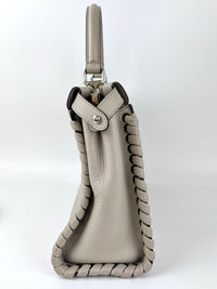 8BN290 Vitello Seta Lace Up Medium Peekaboo Iconic Satchel Grigio Polvere