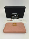 19 Zip Around Long Wallet Quilted Lambskin in Light Pink GHW