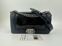 Old Medium Boy Reverso Black Patent Flap Bag RHW