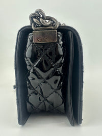 Old Medium Boy Reverso Black Patent Flap Bag RHW