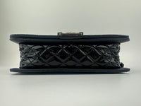 Old Medium Boy Reverso Black Patent Flap Bag RHW