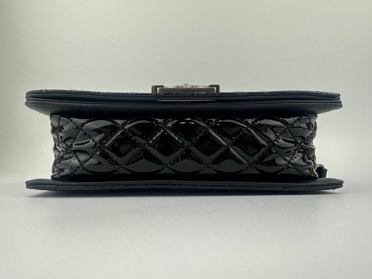 Old Medium Boy Reverso Black Patent Flap Bag RHW