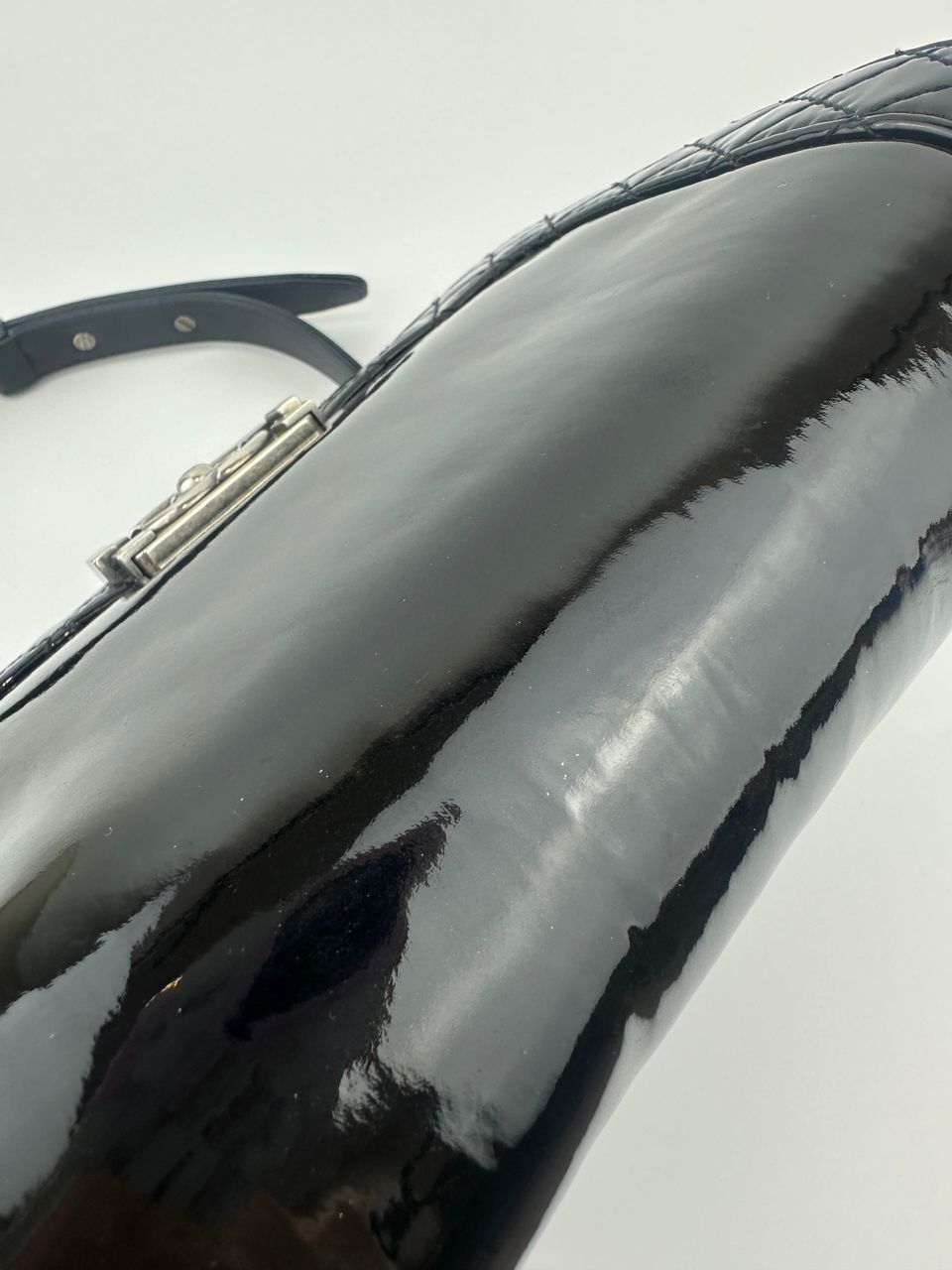 Old Medium Boy Reverso Black Patent Flap Bag RHW