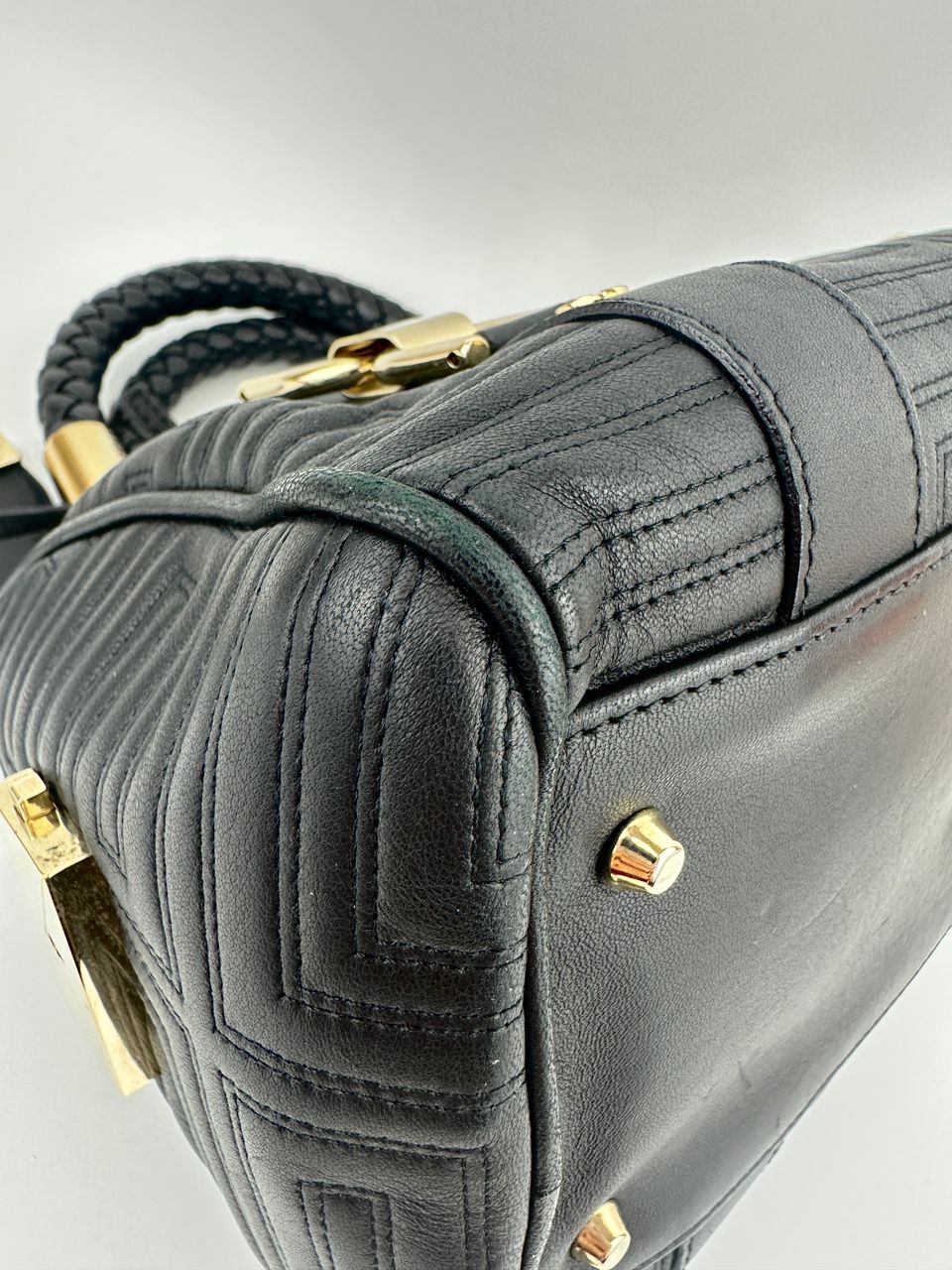 Small Snap Out of It Black Leather Satchel Bag