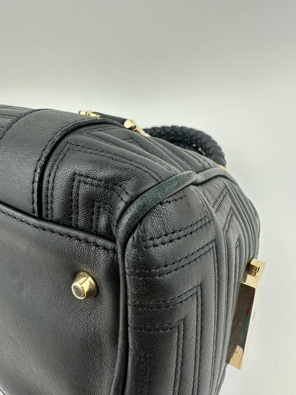 Small Snap Out of It Black Leather Satchel Bag