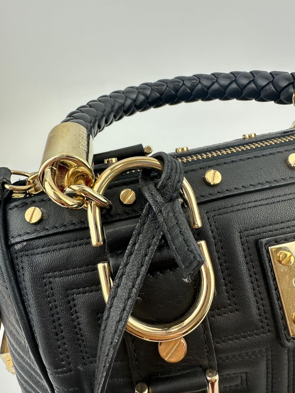 Small Snap Out of It Black Leather Satchel Bag