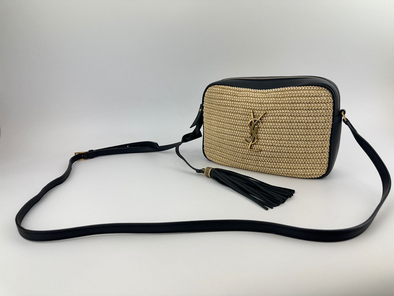 Lou Woven Raffia Camera Bag