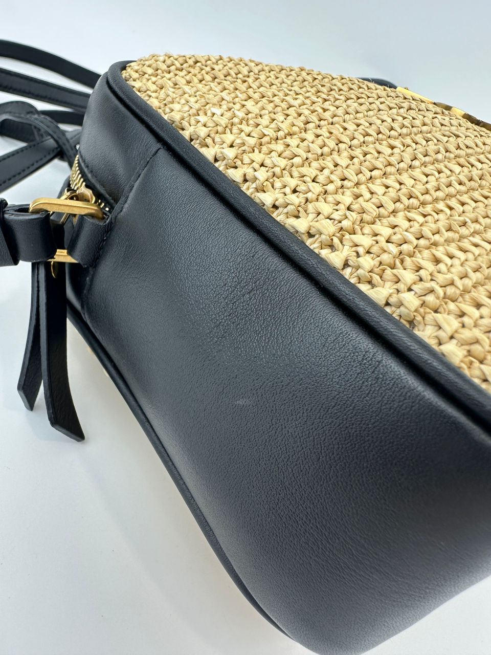 Lou Woven Raffia Camera Bag