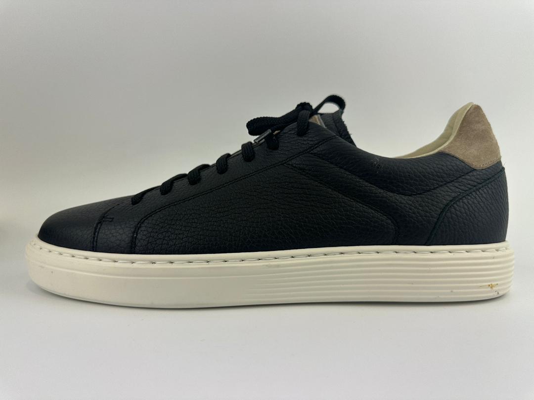 Black Calfskin Leather Low-Top Sneakers Size 42