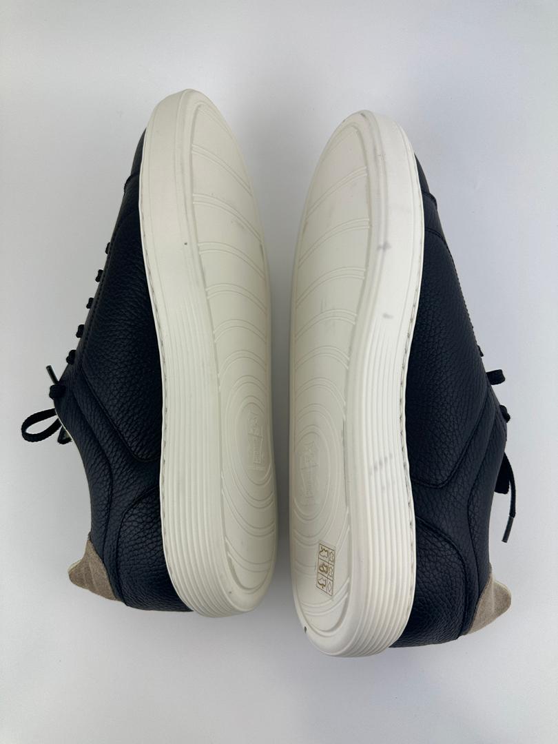 Black Calfskin Leather Low-Top Sneakers Size 42