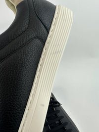 Black Calfskin Leather Low-Top Sneakers Size 42