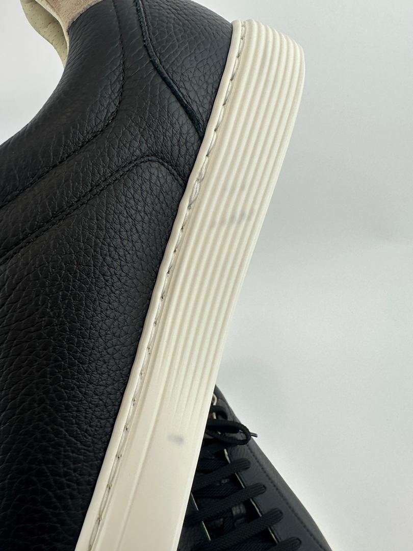 Black Calfskin Leather Low-Top Sneakers Size 42