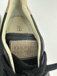 Black Calfskin Leather Low-Top Sneakers Size 42