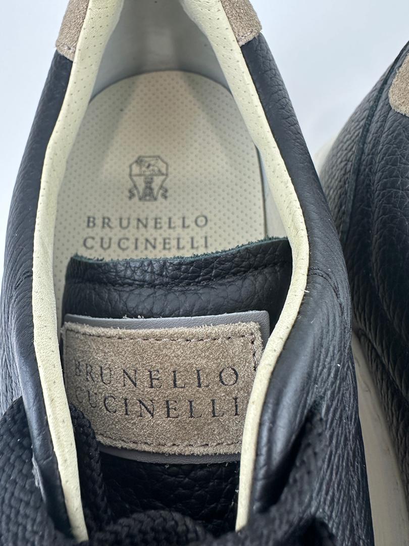 Black Calfskin Leather Low-Top Sneakers Size 42