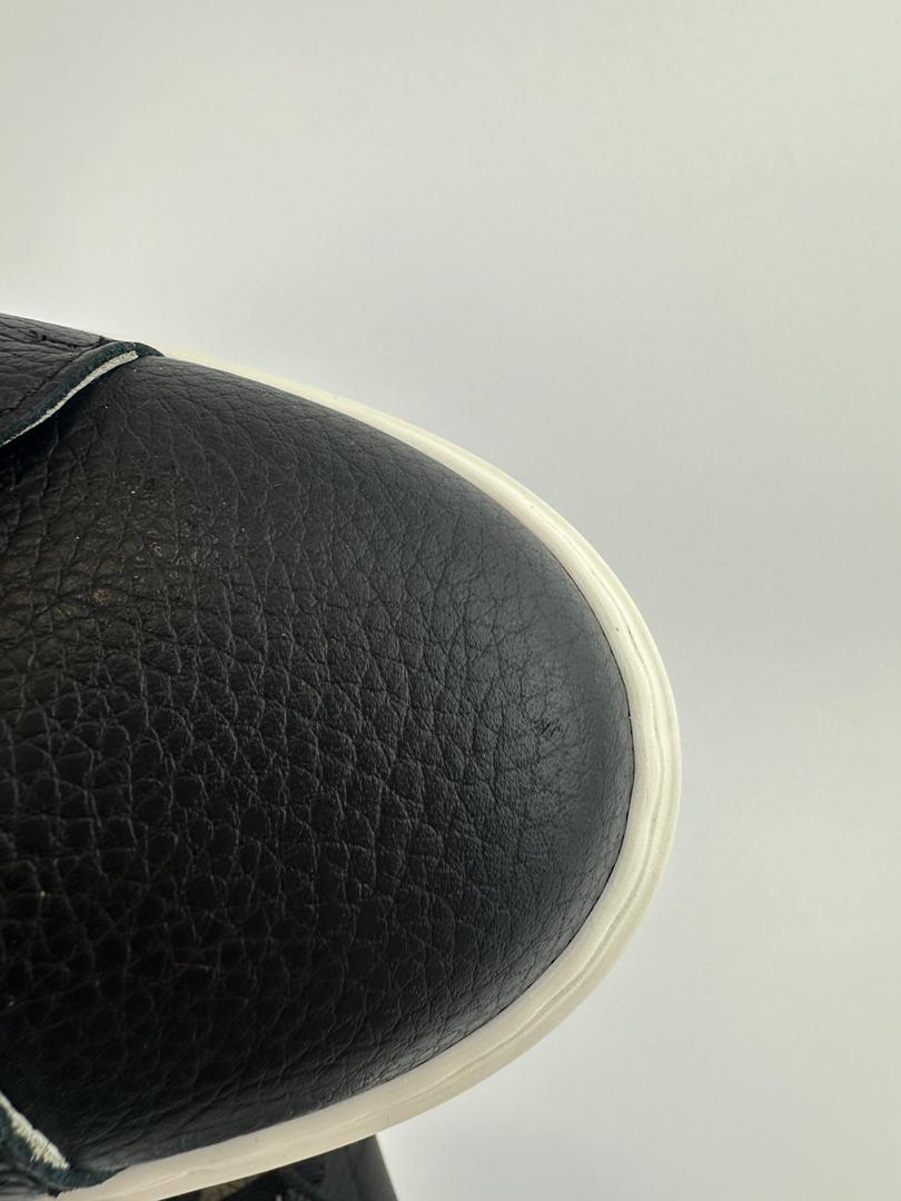 Black Calfskin Leather Low-Top Sneakers Size 42