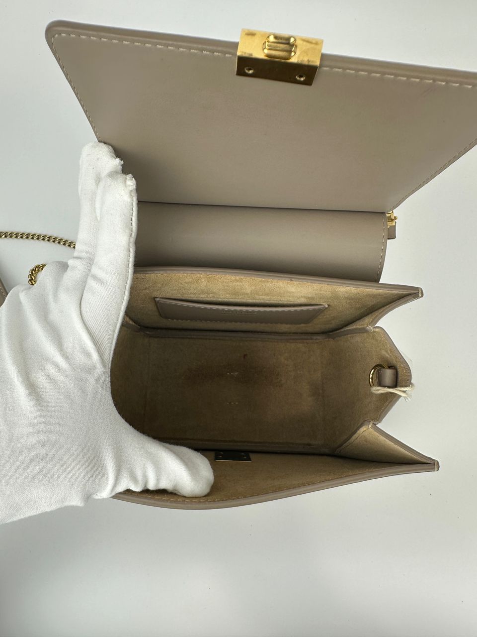 Sept Mini Taupe Smooth Calfskin Leather Bag