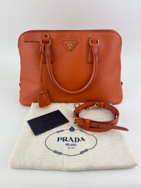 BL0837 Saffiano Lux Leather Dome Satchel Papaya