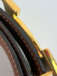 32mm H Belt Buckle in Gold Togo|Black Box Leather Strap Size 100cm