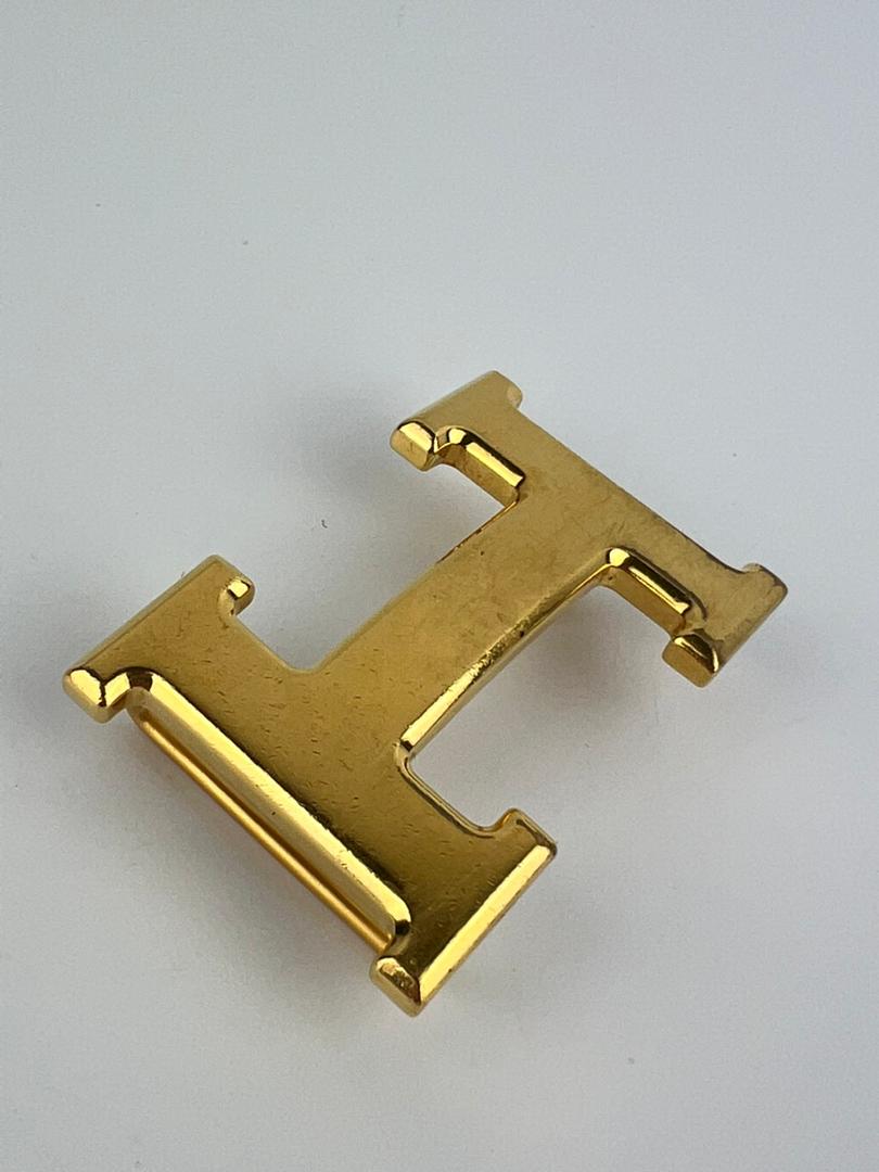 32mm H Belt Buckle in Gold Togo|Black Box Leather Strap Size 100cm