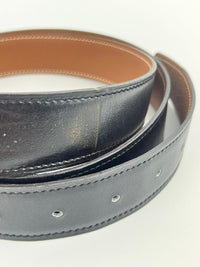 32mm H Belt Buckle in Gold Togo|Black Box Leather Strap Size 100cm