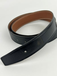 32mm H Belt Buckle in Gold Togo|Black Box Leather Strap Size 100cm