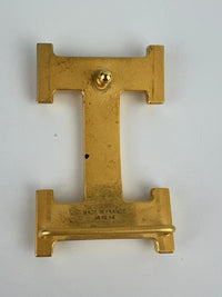 32mm H Belt Buckle in Gold Togo|Black Box Leather Strap Size 100cm