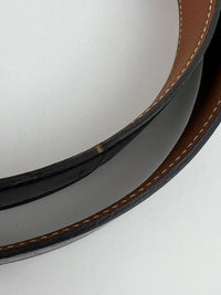 32mm H Belt Buckle in Gold Togo|Black Box Leather Strap Size 100cm