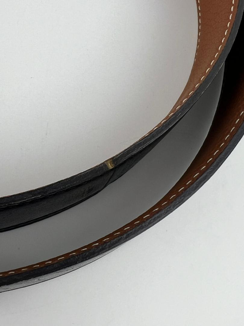 32mm H Belt Buckle in Gold Togo|Black Box Leather Strap Size 100cm