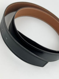 32mm H Belt Buckle in Gold Togo|Black Box Leather Strap Size 100cm