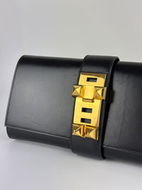 Medor 29 Clutch Black Box Leather GHW