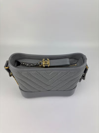 A91810 Small Gabrielle Hobo in Light Grey Quilted Calfskin