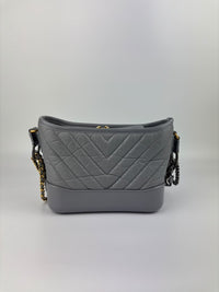 A91810 Small Gabrielle Hobo in Light Grey Quilted Calfskin