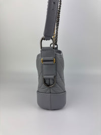 A91810 Small Gabrielle Hobo in Light Grey Quilted Calfskin