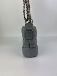 A91810 Small Gabrielle Hobo in Light Grey Quilted Calfskin
