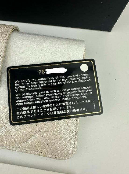 AP0154 White Caviar Leather Pouch with Interlocking CC SHW