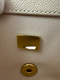 AS5239 25P Mini Beige Caviar Top Handle Flap Bag GHW