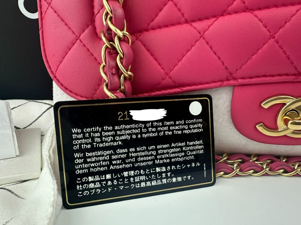 Mademoiselle Chic Pink Quilted  Lambskin Leather Flap Bag GHW