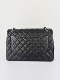 Maxi Classic Double Flap Bag Black Caviar Leather SHW - Glampot