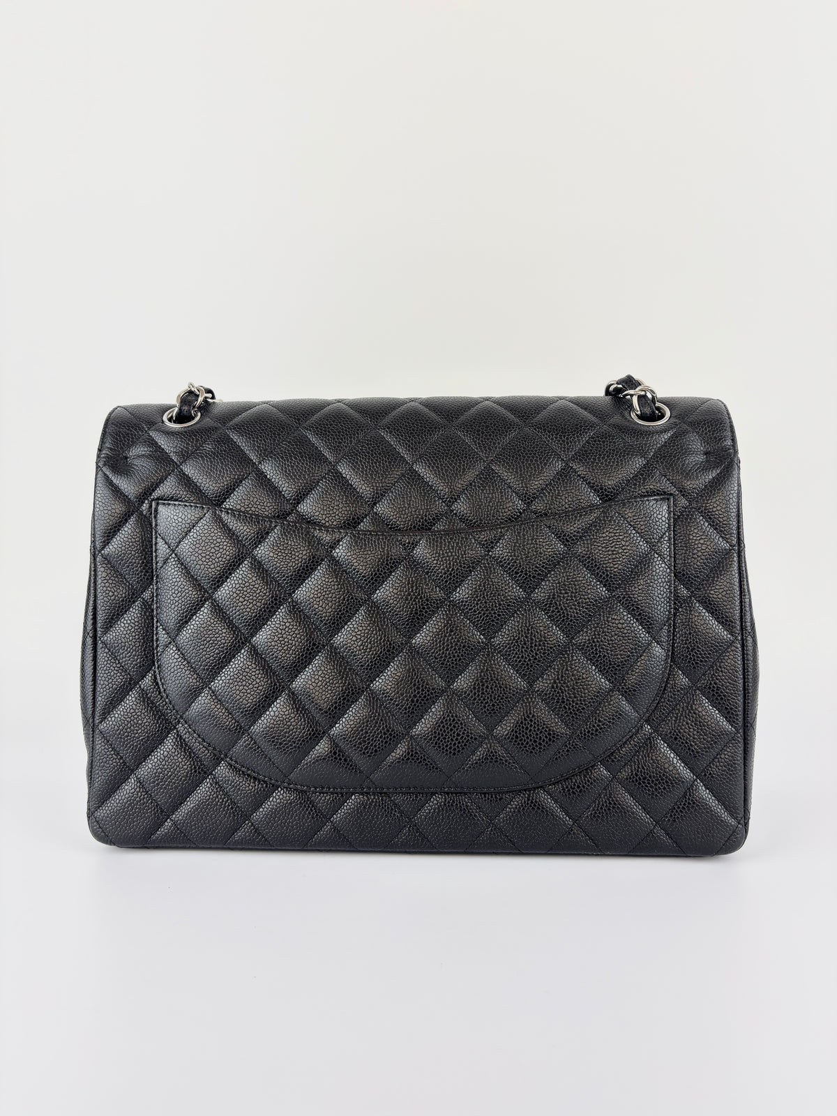 Maxi Classic Double Flap Bag Black Caviar Leather SHW - Glampot