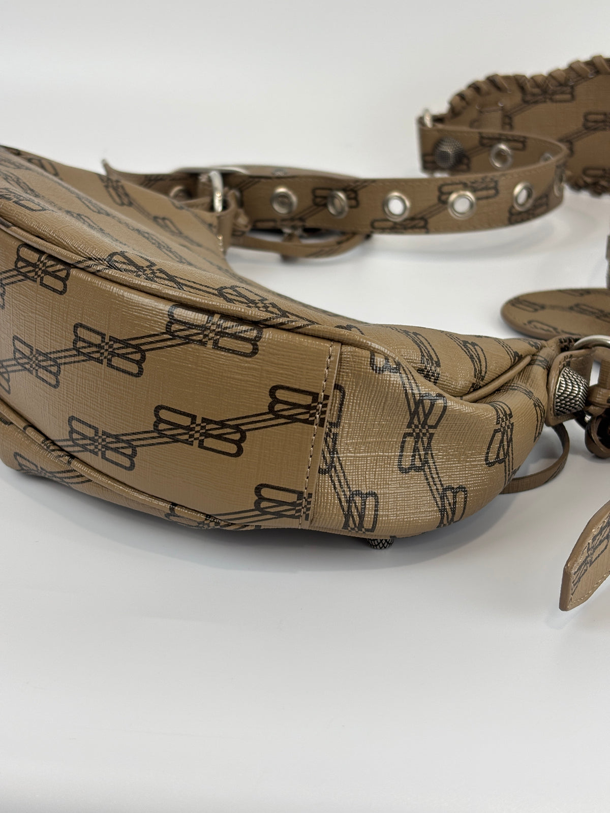 Le Cagole Extra Small Monogram Coated Canvas Shoulder Bag in Brown - Glampot