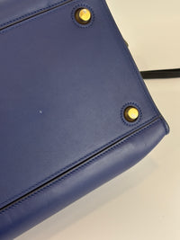 Small Smooth Blue Calfskin Tricolor Ring Bag - Glampot