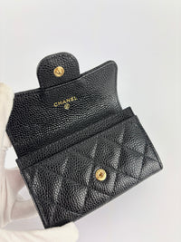 AP0212 Classic Flap Card Holder in Black Caviar GHW - Glampot