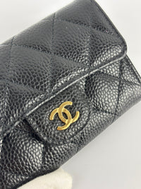 AP0212 Classic Flap Card Holder in Black Caviar GHW - Glampot